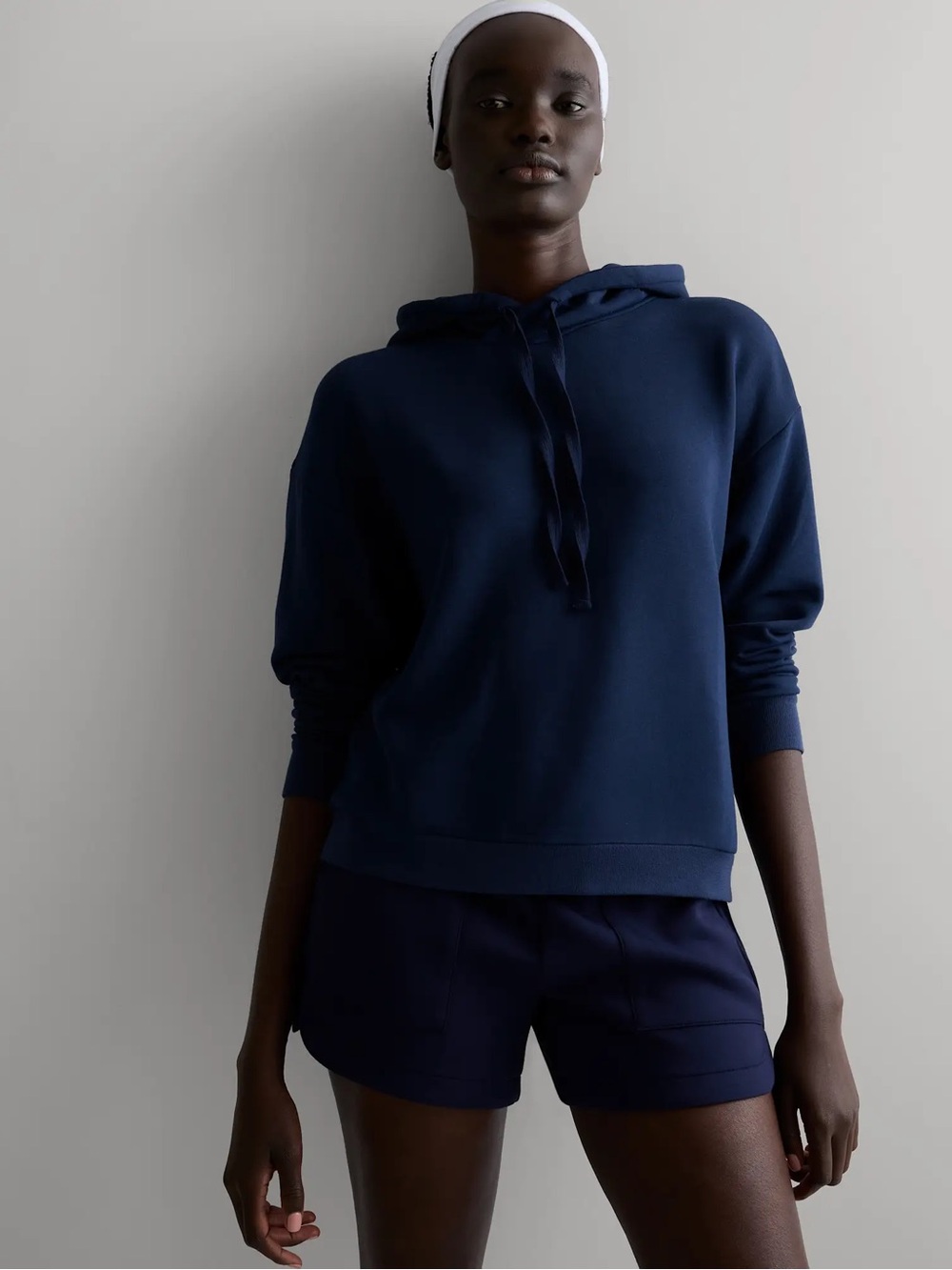 Quince Navy Blue Lightweight Hoodie Sweatshirt